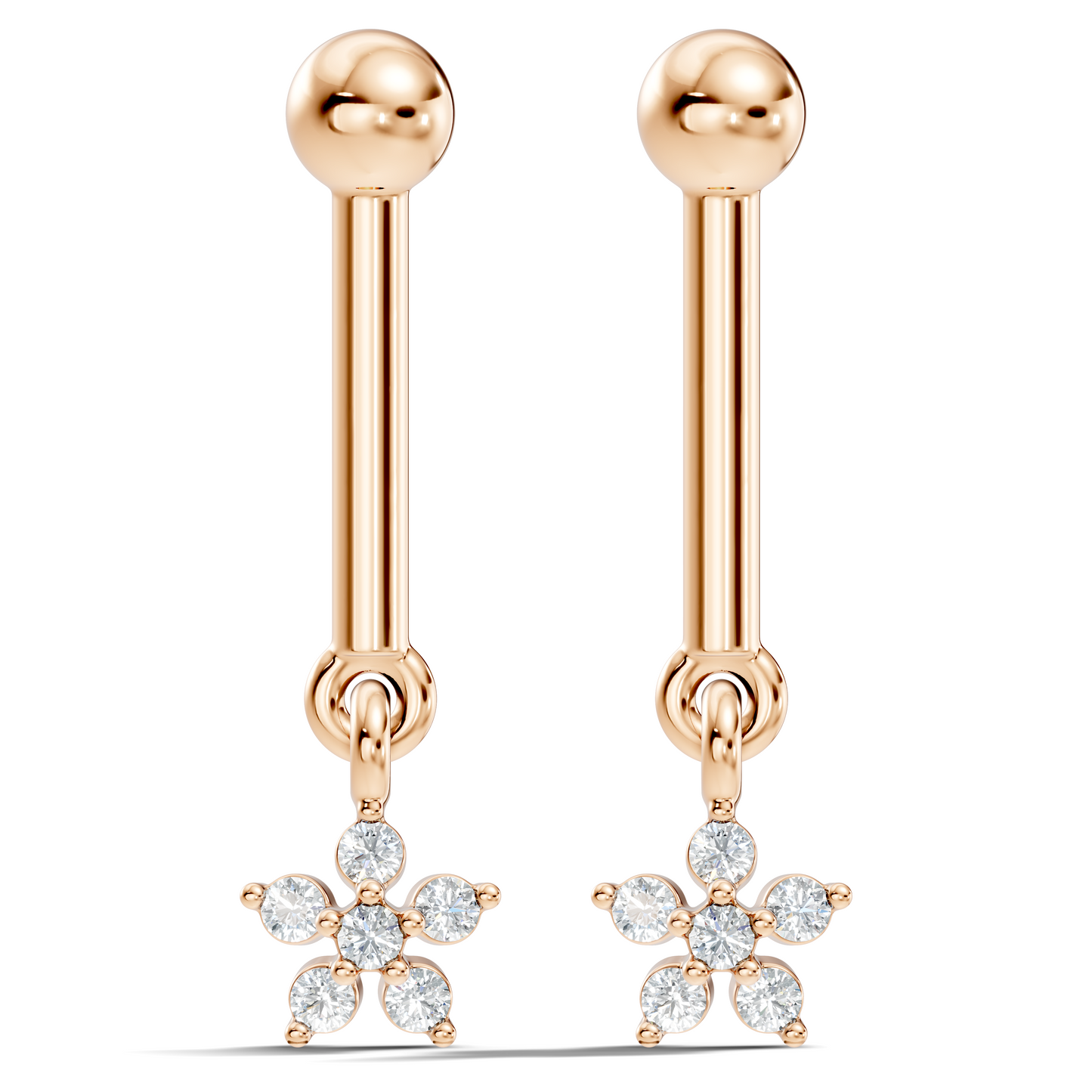 Round Shape Lab Grown & Natural Diamond 10k Solid Gold Very Classic shiny Earrings For Her