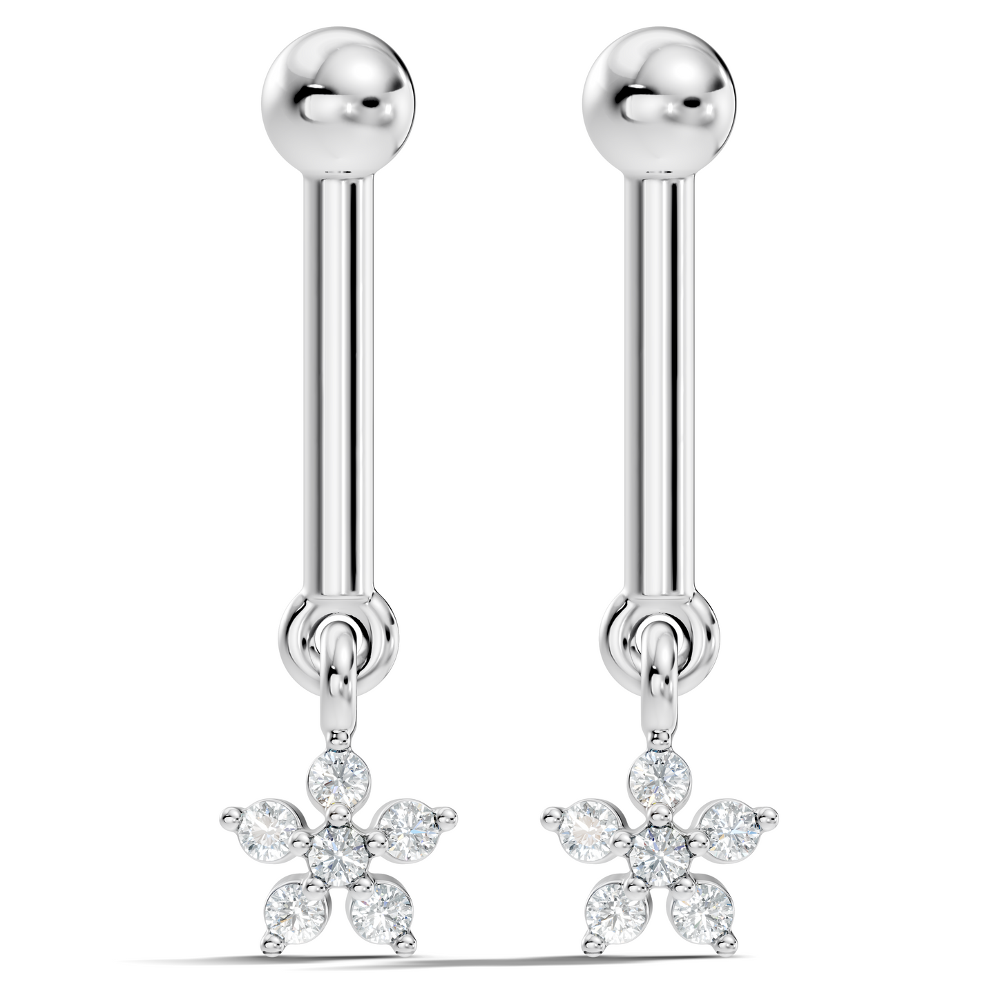 Round Shape Lab Grown & Natural Diamond 10k Solid Gold Very Classic shiny Earrings For Her