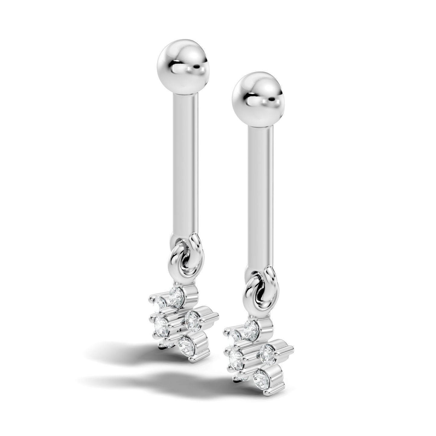 Round Shape Lab Grown & Natural Diamond 10k Solid Gold Very Classic shiny Earrings For Her