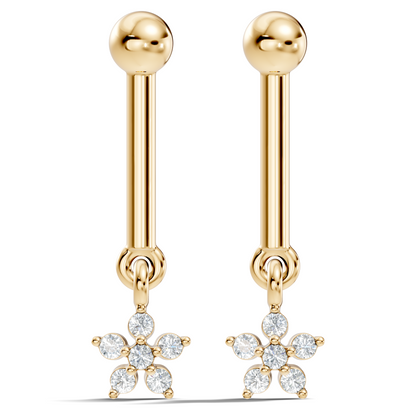 Round Shape Lab Grown & Natural Diamond 10k Solid Gold Very Classic shiny Earrings For Her