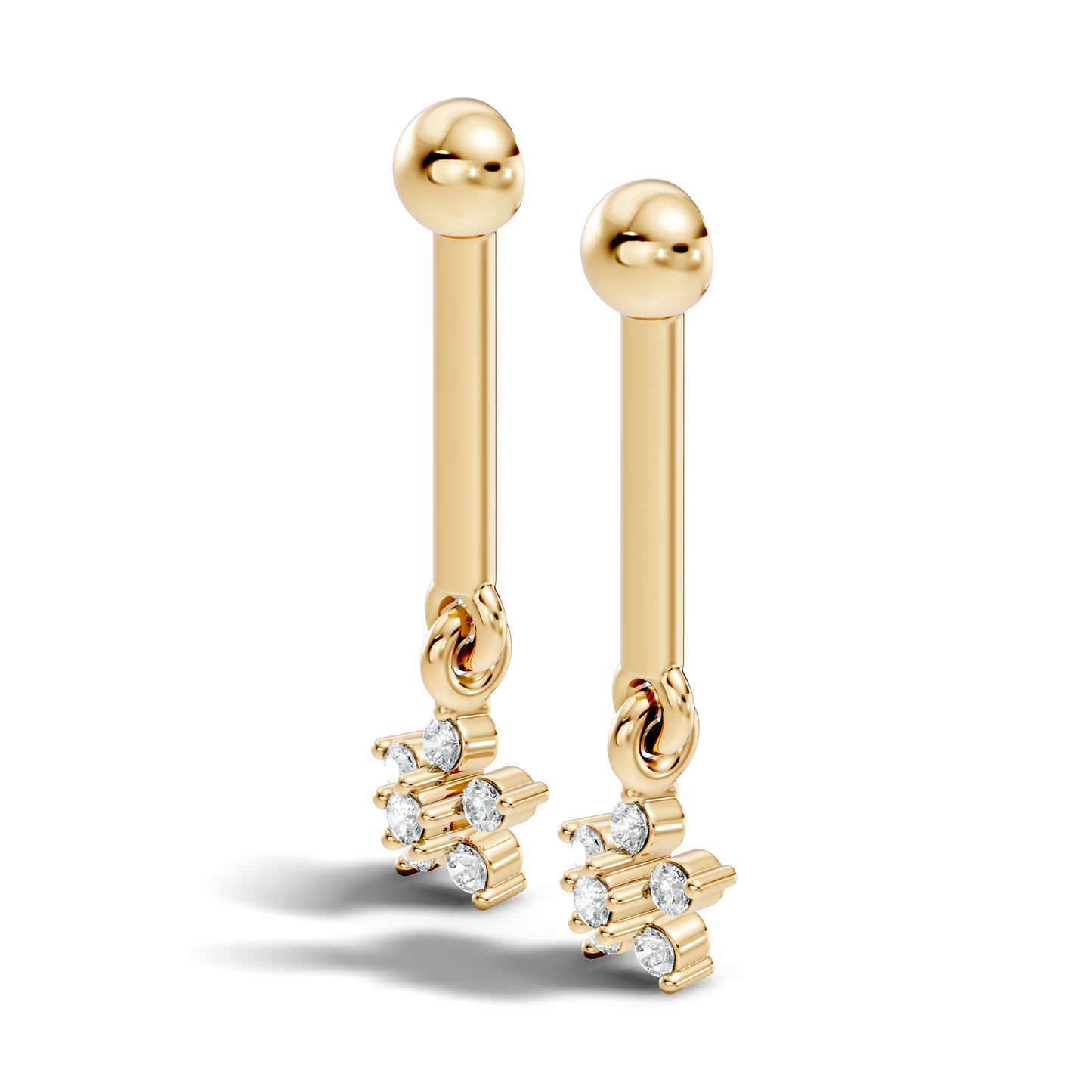 Round Shape Lab Grown & Natural Diamond 10k Solid Gold Very Classic shiny Earrings For Her