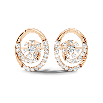 Round Shape Lab Grown- Natural Diamond Elegance Vintage Diamond 14k Solid Gold Earrings For  Daily Wear
