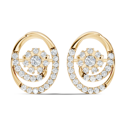 Round Shape Lab Grown- Natural Diamond Elegance Vintage Diamond 14k Solid Gold Earrings For  Daily Wear