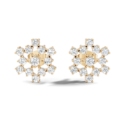 Round Shape New Shinning Sparkle 14k Solid Gold Lab Grown Diamond Earring For Daily Wear - HIGHCARAT DIAMONDS