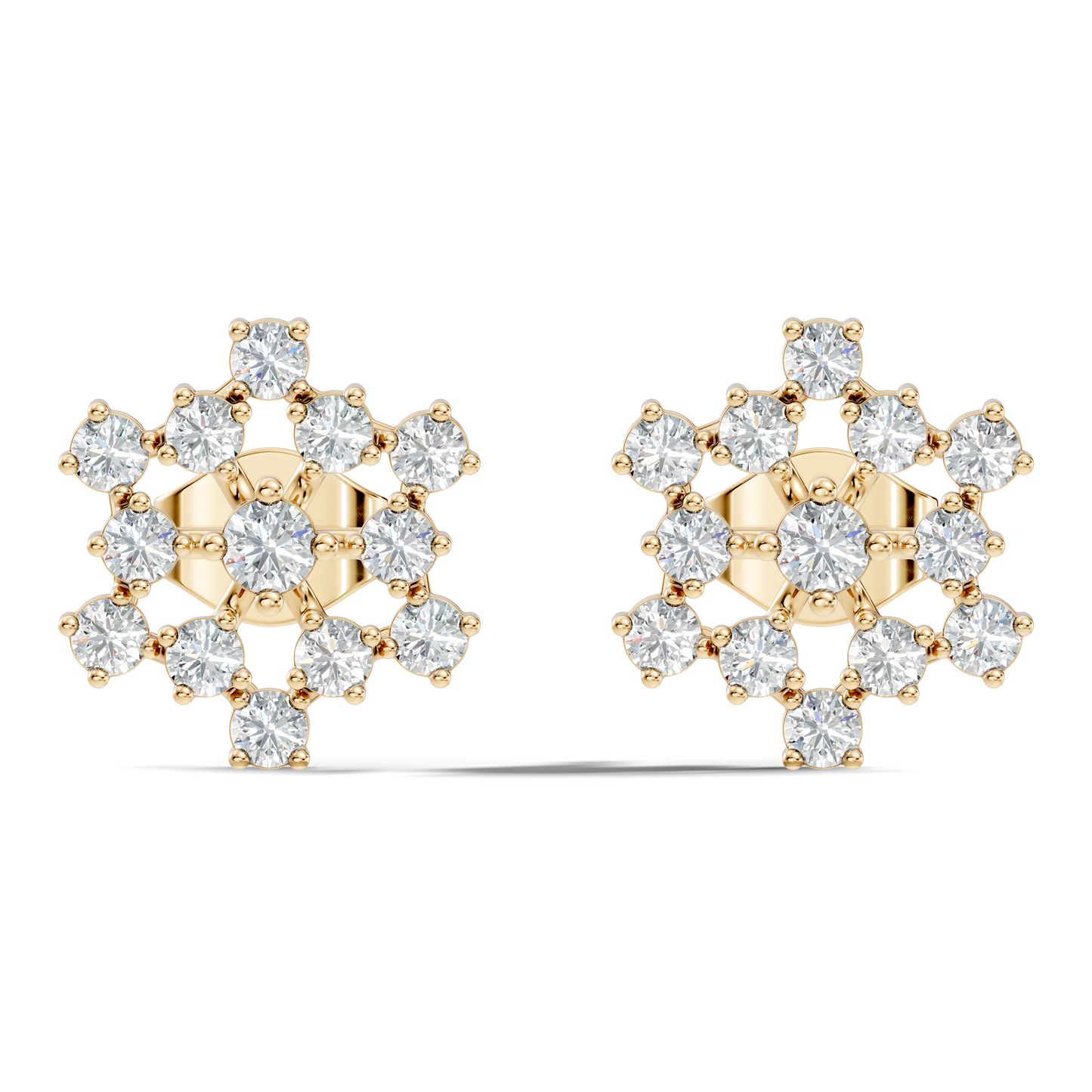 Round Shape New Shinning Sparkle 14k Solid Gold Lab Grown Diamond Earring For Daily Wear - HIGHCARAT DIAMONDS