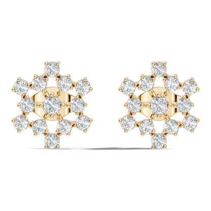 Round Shape New Shinning Sparkle 14k Solid Gold Lab Grown Diamond Earring For Daily Wear - HIGHCARAT DIAMONDS