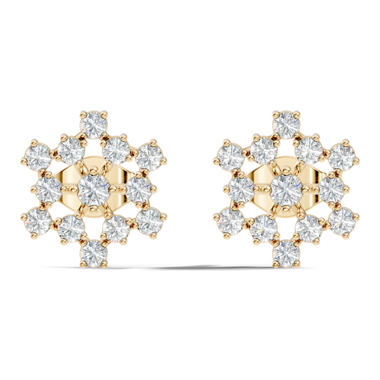 Round Shape New Shinning Sparkle 14k Solid Gold Lab Grown Diamond Earring For Daily Wear - HIGHCARAT DIAMONDS