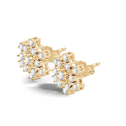 Round Shape New Shinning Sparkle 14k Solid Gold Lab Grown Diamond Earring For Daily Wear - HIGHCARAT DIAMONDS