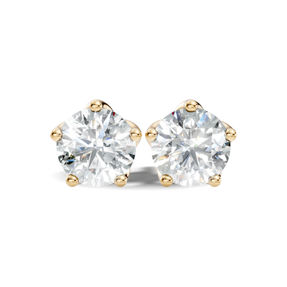 10k Solid Rose Gold Round Shape Lab Grown Vintage Solitaire Diamond Earrings For her - HIGHCARAT DIAMONDS