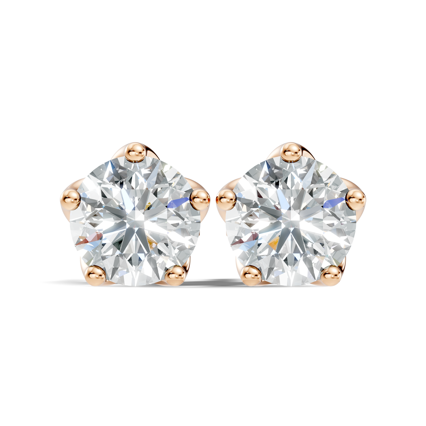 10k Solid Rose Gold Round Shape Lab Grown Vintage Solitaire Diamond Earrings For her - HIGHCARAT DIAMONDS