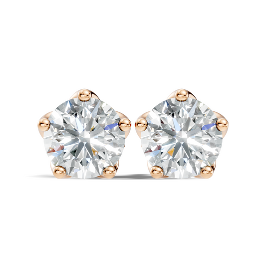 10k Solid Rose Gold Round Shape Lab Grown Vintage Solitaire Diamond Earrings For her - HIGHCARAT DIAMONDS