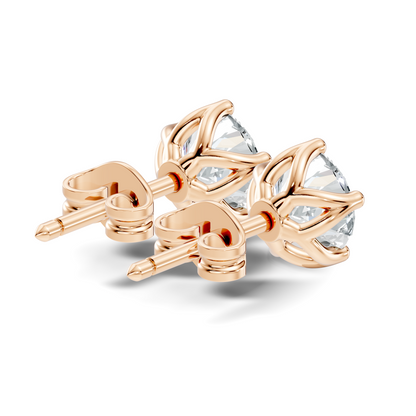 10k Solid Rose Gold Round Shape Lab Grown Vintage Solitaire Diamond Earrings For her - HIGHCARAT DIAMONDS
