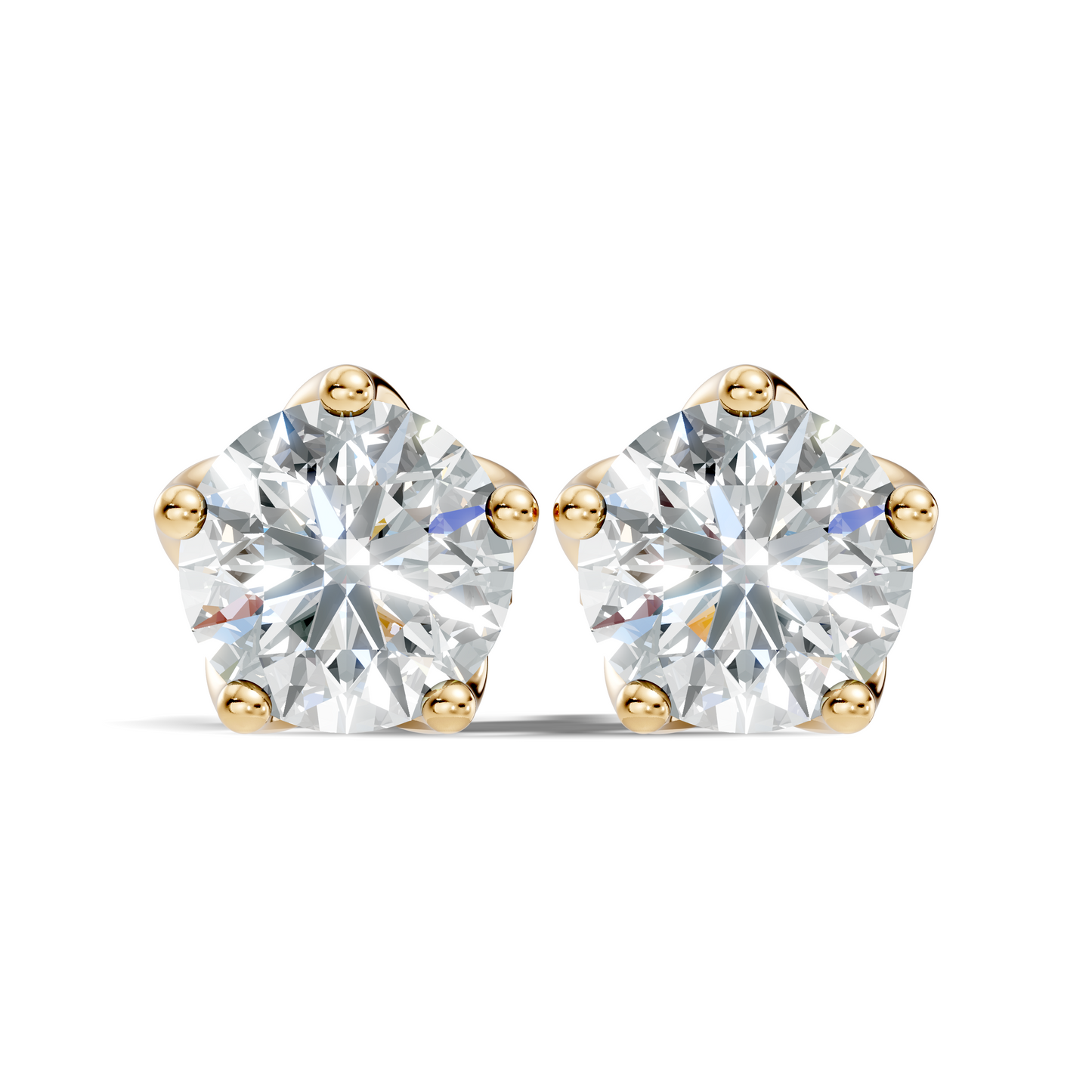 10k Solid Rose Gold Round Shape Lab Grown Vintage Solitaire Diamond Earrings For her - HIGHCARAT DIAMONDS