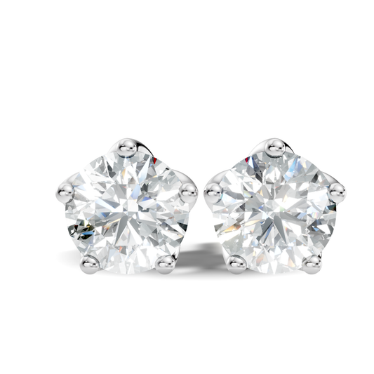 Round Shape Lab Grown Vintage Solitaire Diamond Earrings - HIGHCARAT DIAMONDS