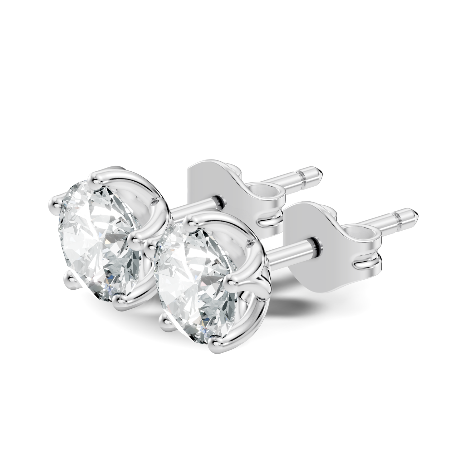 Round Shape Lab Grown Vintage Solitaire Diamond Earrings - HIGHCARAT DIAMONDS