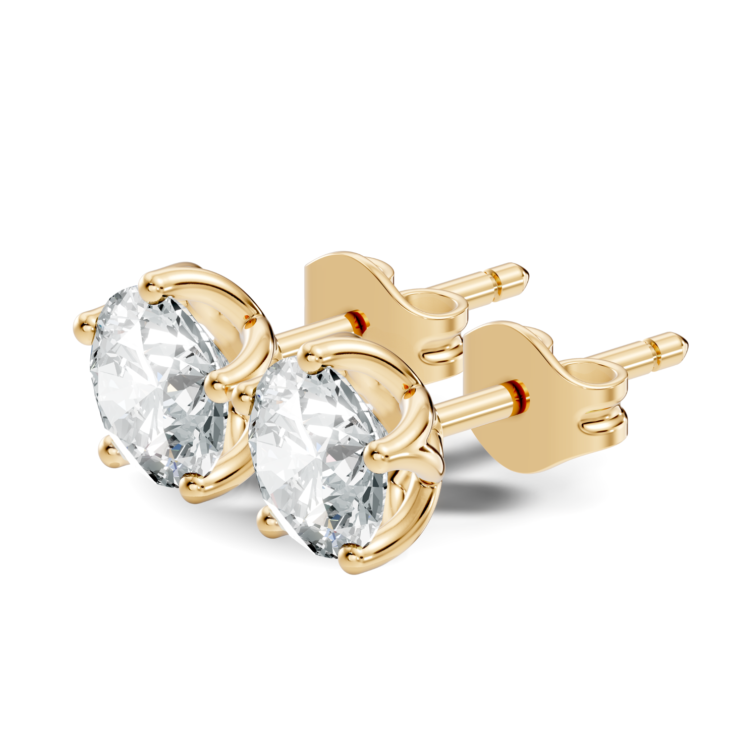 Round Shape Lab Grown Vintage Solitaire Diamond Earrings - HIGHCARAT DIAMONDS