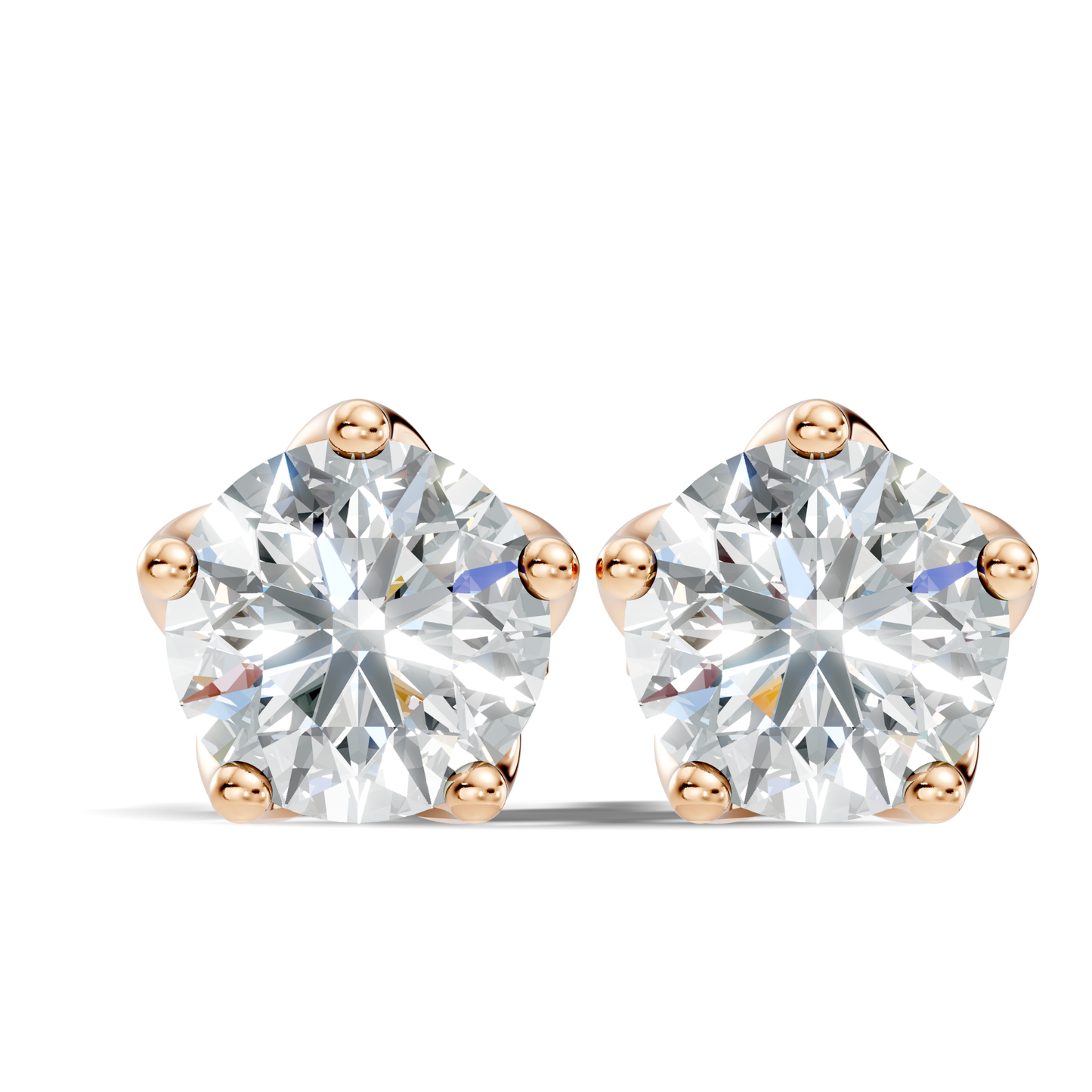 Round Shape Lab Grown Vintage Solitaire Diamond Earrings - HIGHCARAT DIAMONDS