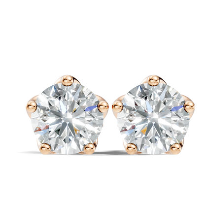 Round Shape Lab Grown Vintage Solitaire Diamond Earrings - HIGHCARAT DIAMONDS