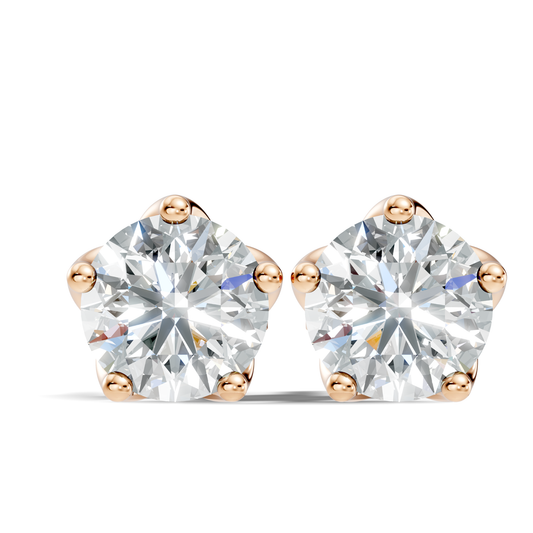 Round Shape Lab Grown Vintage Solitaire Diamond Earrings - HIGHCARAT DIAMONDS