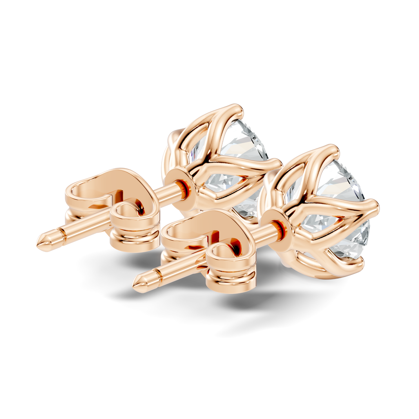 Round Shape Lab Grown Vintage Solitaire Diamond Earrings - HIGHCARAT DIAMONDS