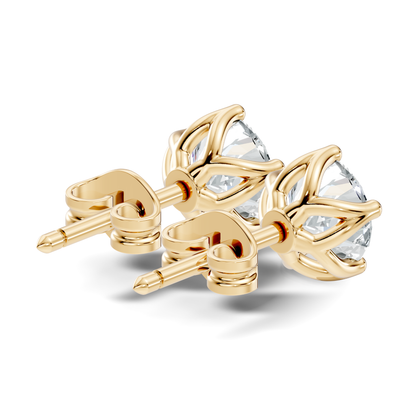 Round Shape Lab Grown Vintage Solitaire Diamond Earrings - HIGHCARAT DIAMONDS