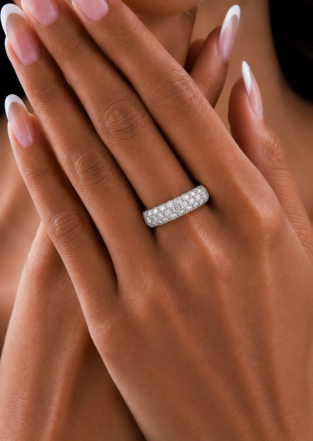 Round Shape Lab or Natural Diamond Eternity Band Solid Gold Full Eternity Wedding Band For - HIGHCARAT DIAMONDS