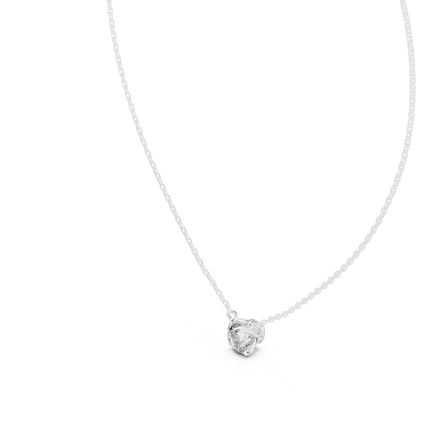 Round Shape Labgrown Pendant Dainty Solitaire Necklace For Women In 14K Gold