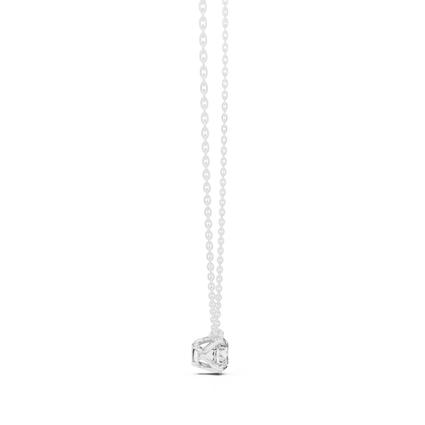 Round Shape Labgrown Pendant Dainty Solitaire Necklace For Women In 14K Gold