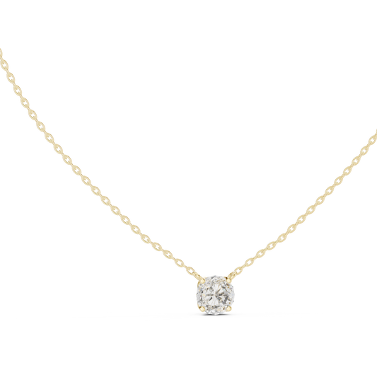 Round Shape Labgrown Pendant Dainty Solitaire Necklace For Women In 14K Gold