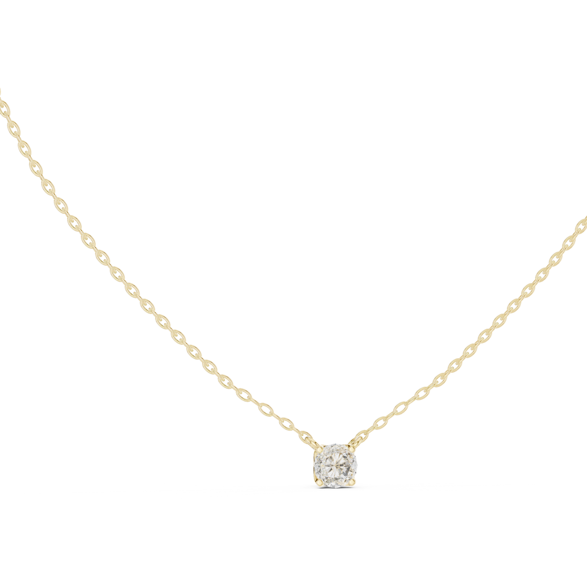 Round Shape Solitaire Lab Grown One Stone Diamond Pendant Front View