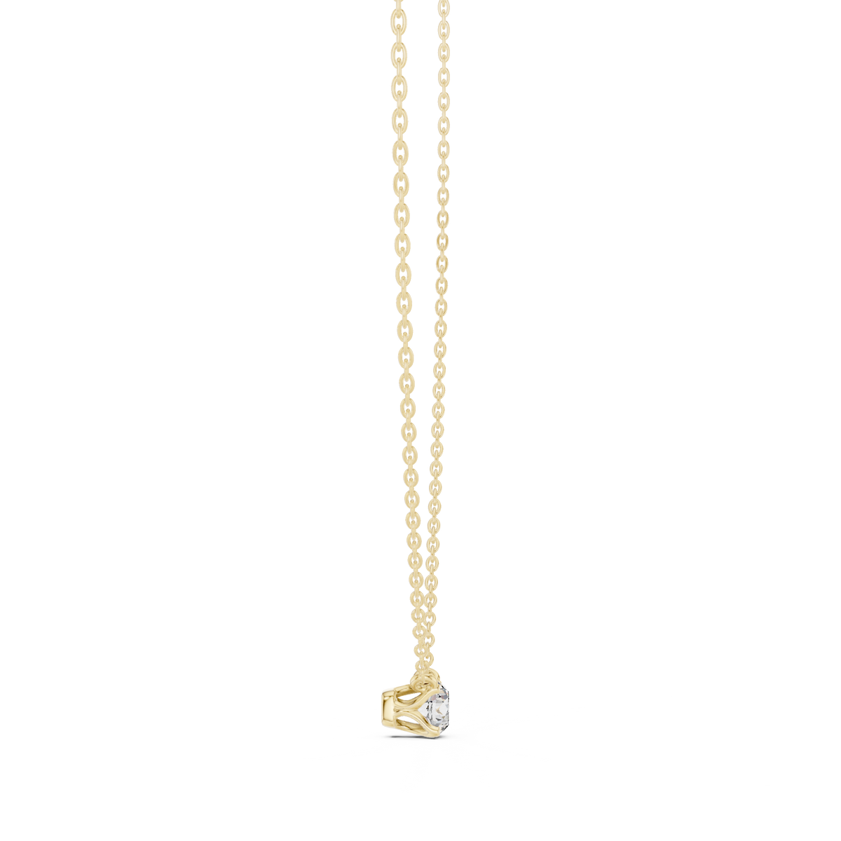 Round Solitaire One Stone Diamond Pendant Side Angle View