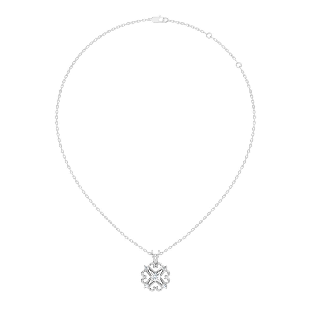 Elegant Cushion Cut Lab-Grown Diamond Pendant In 14K Solid White Gold - HIGHCARAT DIAMONDS
