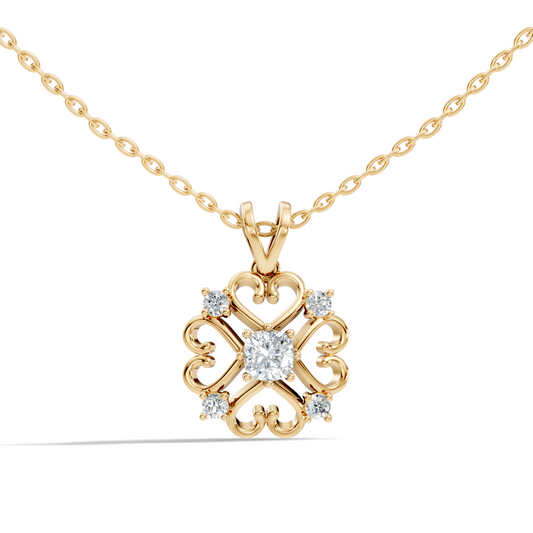Elegant Cushion Cut Lab-Grown Diamond Pendant In 14K Solid White Gold - HIGHCARAT DIAMONDS