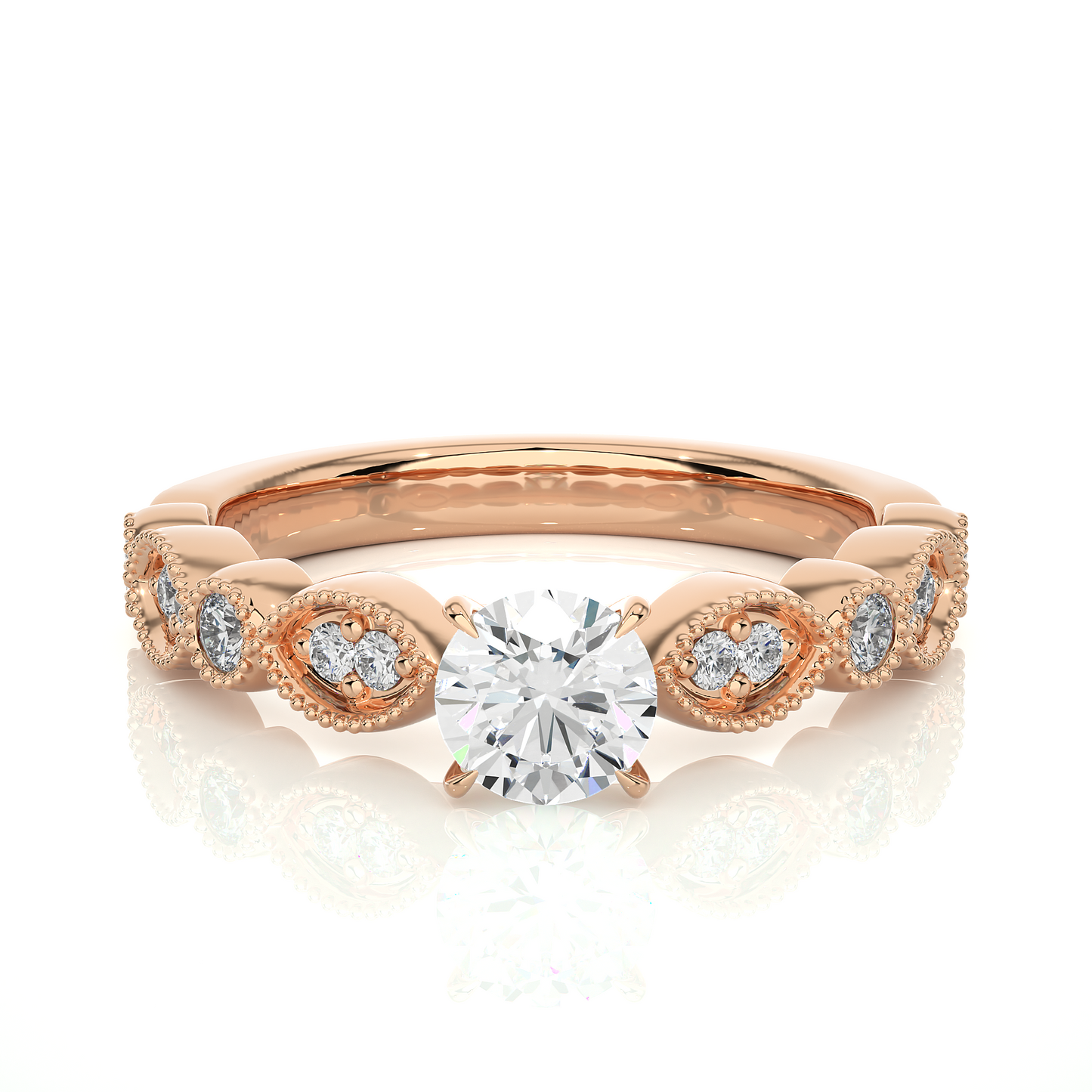 Round Shapes Colorless Lab grown Diamond 14K Solitaire Diamond Ring Perfect Gift For Her - HIGHCARAT DIAMONDS