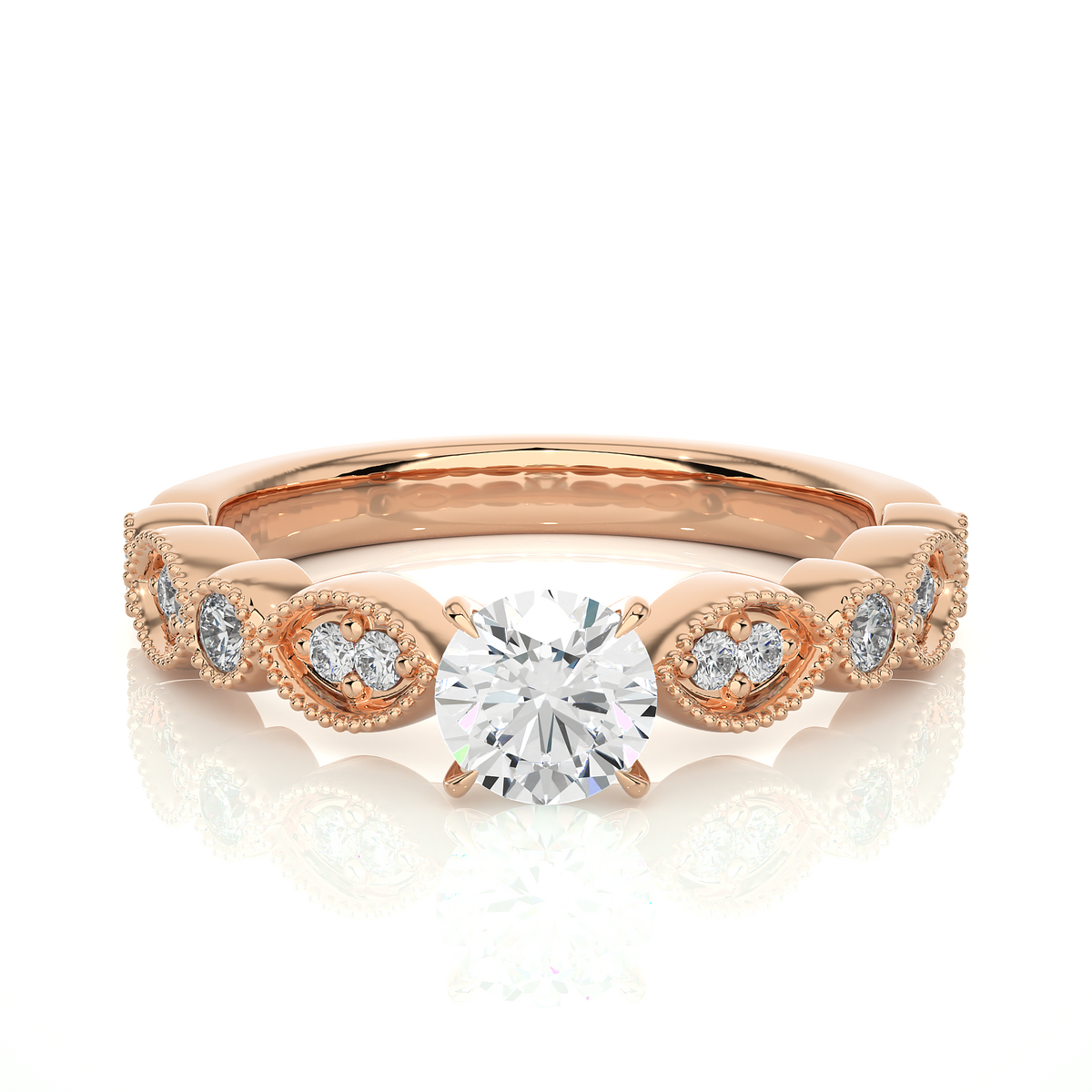 Round Shapes Colorless Lab grown Diamond 14K Solitaire Diamond Ring Perfect Gift For Her - HIGHCARAT DIAMONDS
