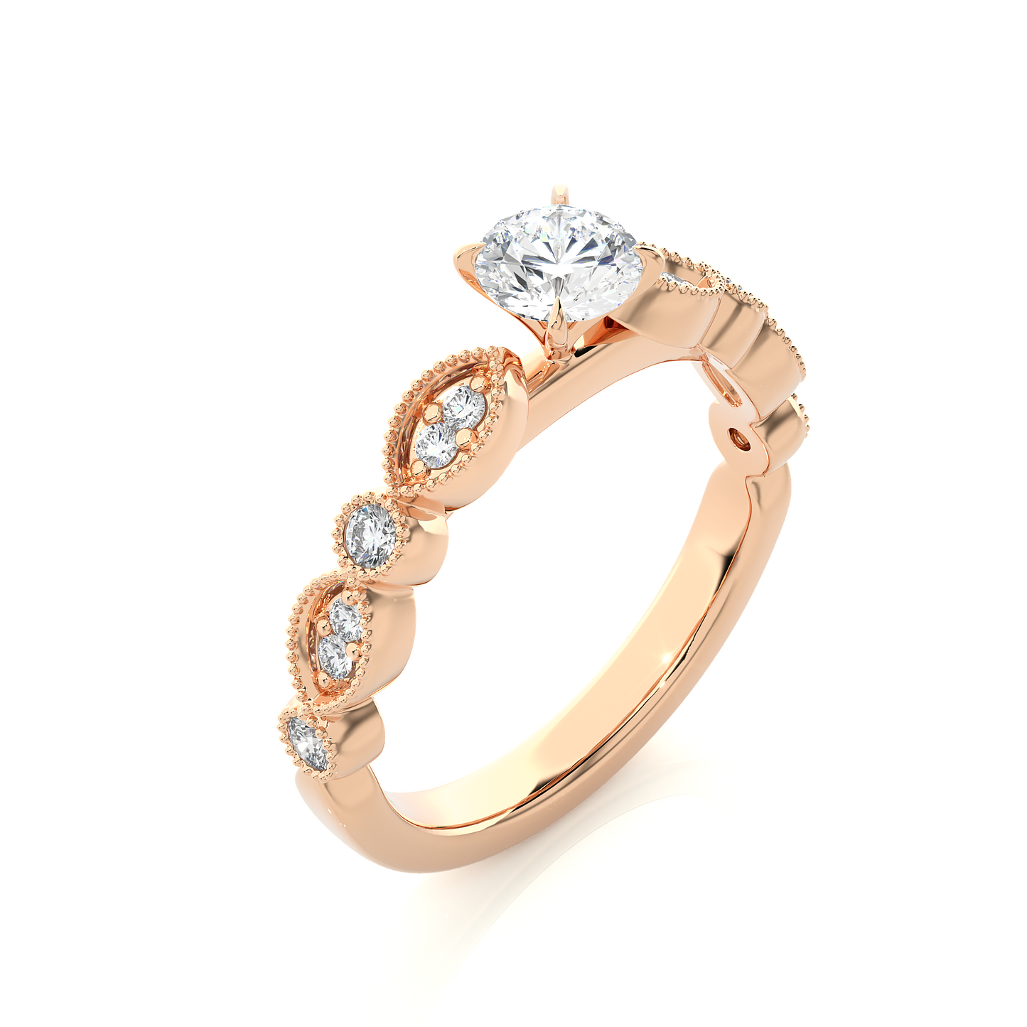 Round Shapes Colorless Lab grown Diamond 14K Solitaire Diamond Ring Perfect Gift For Her - HIGHCARAT DIAMONDS