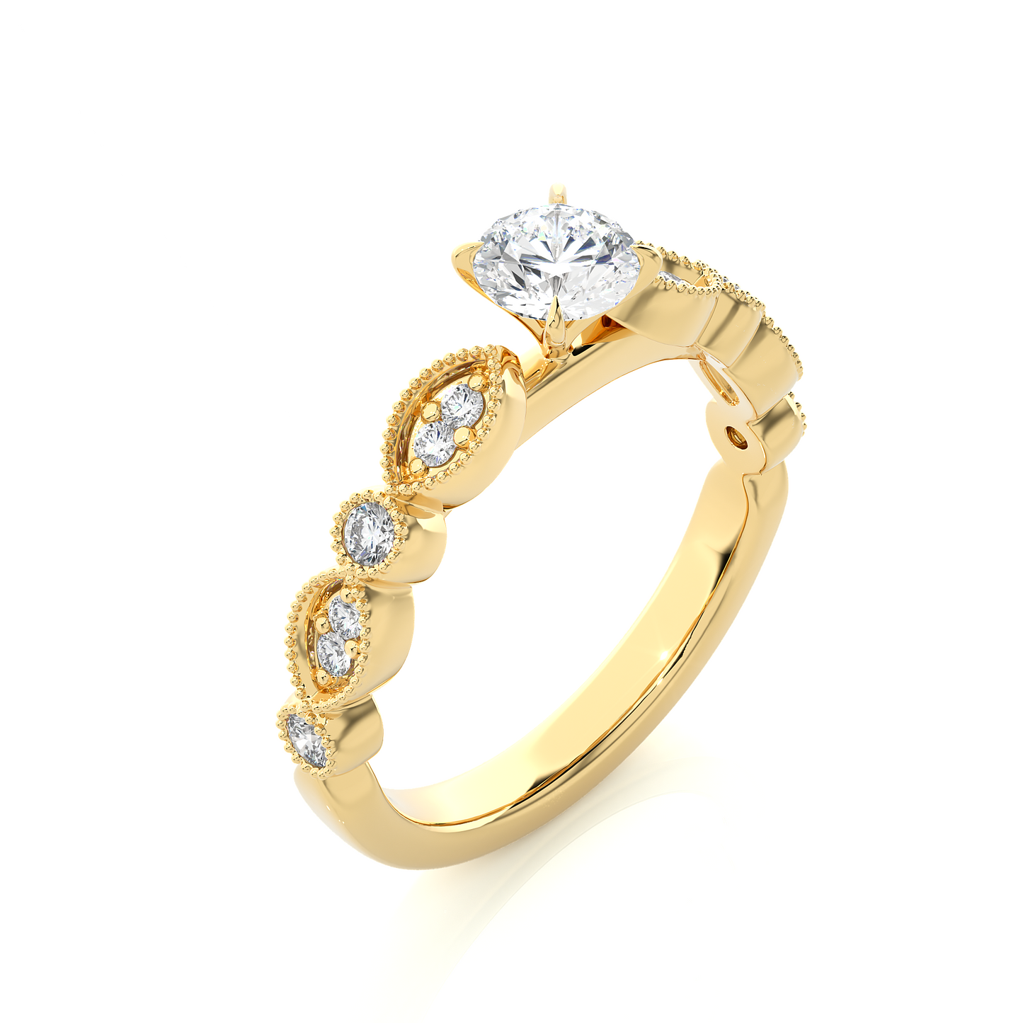 Round Shapes Colorless Lab grown Diamond 14K Solitaire Diamond Ring Perfect Gift For Her - HIGHCARAT DIAMONDS