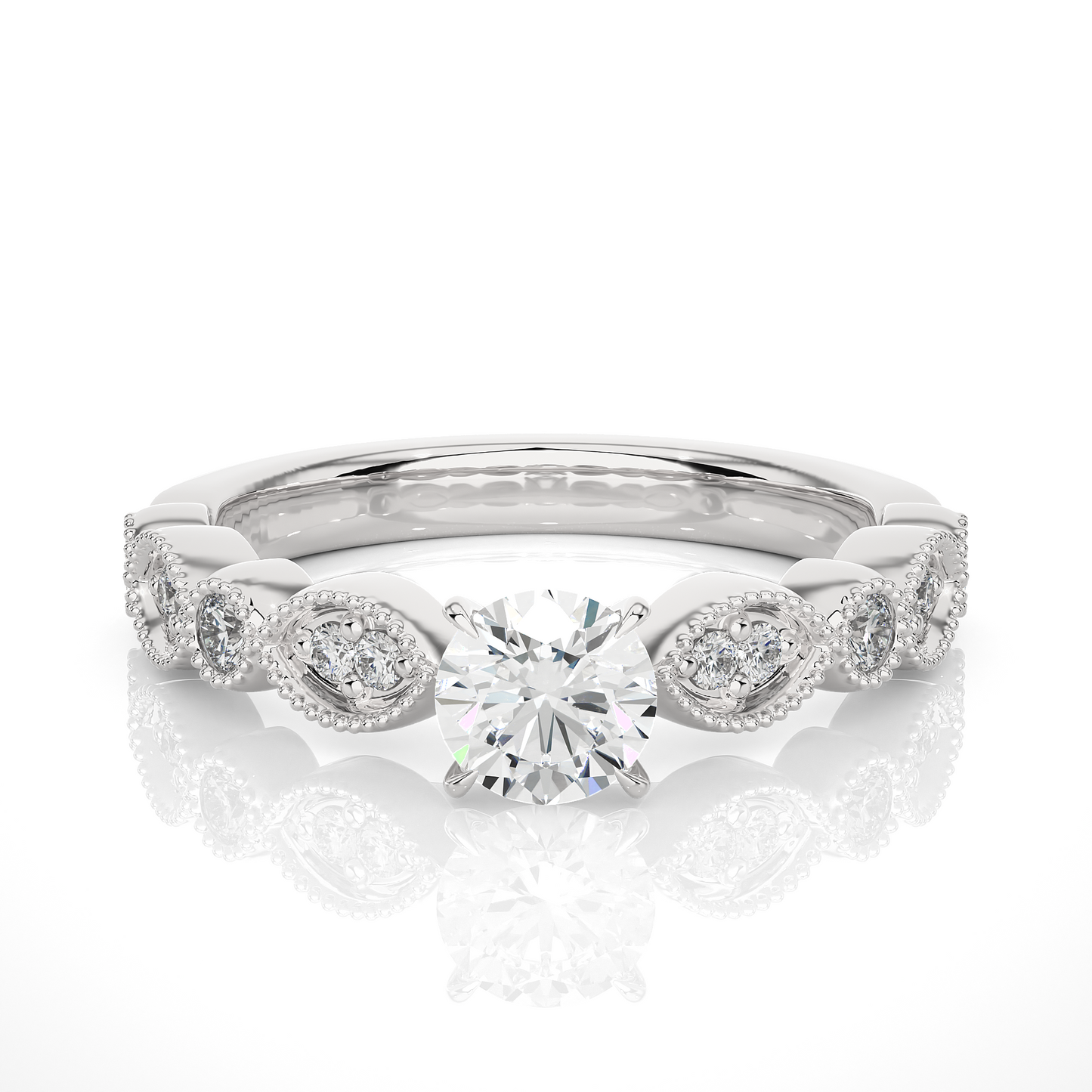 Round Shapes Colorless Lab grown Diamond 14K Solitaire Diamond Ring Perfect Gift For Her - HIGHCARAT DIAMONDS