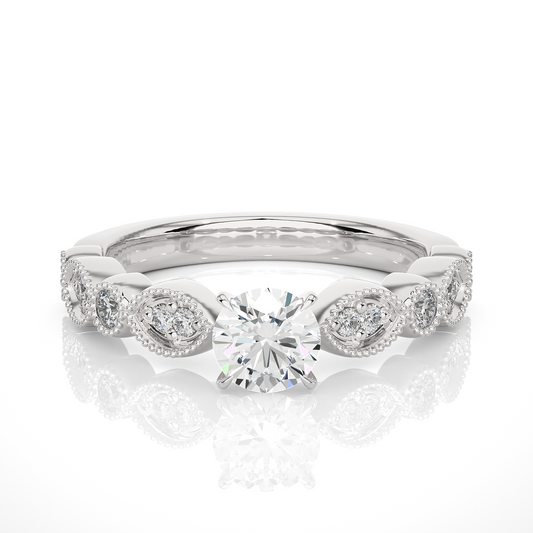 Round Shapes Colorless Lab grown Diamond 14K Solitaire Diamond Ring Perfect Gift For Her - HIGHCARAT DIAMONDS