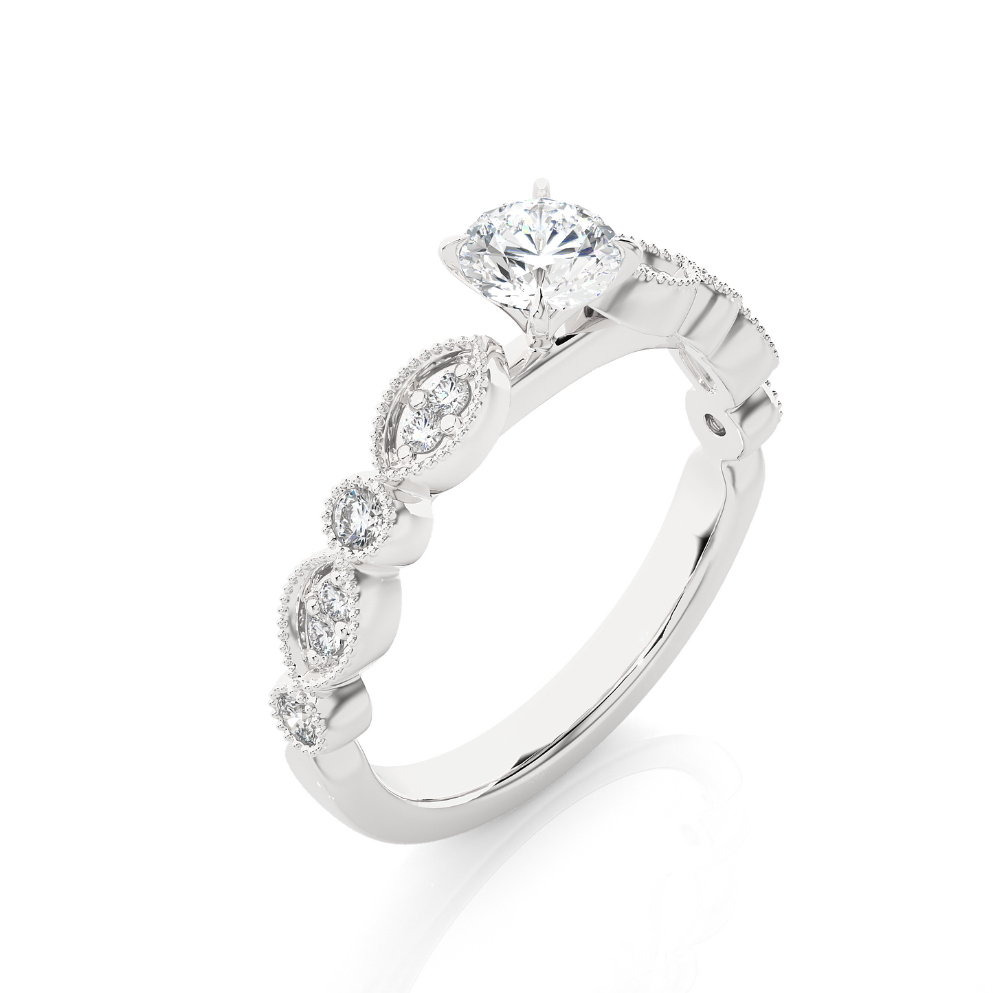Round Shapes Colorless Lab grown Diamond 14K Solitaire Diamond Ring Perfect Gift For Her - HIGHCARAT DIAMONDS