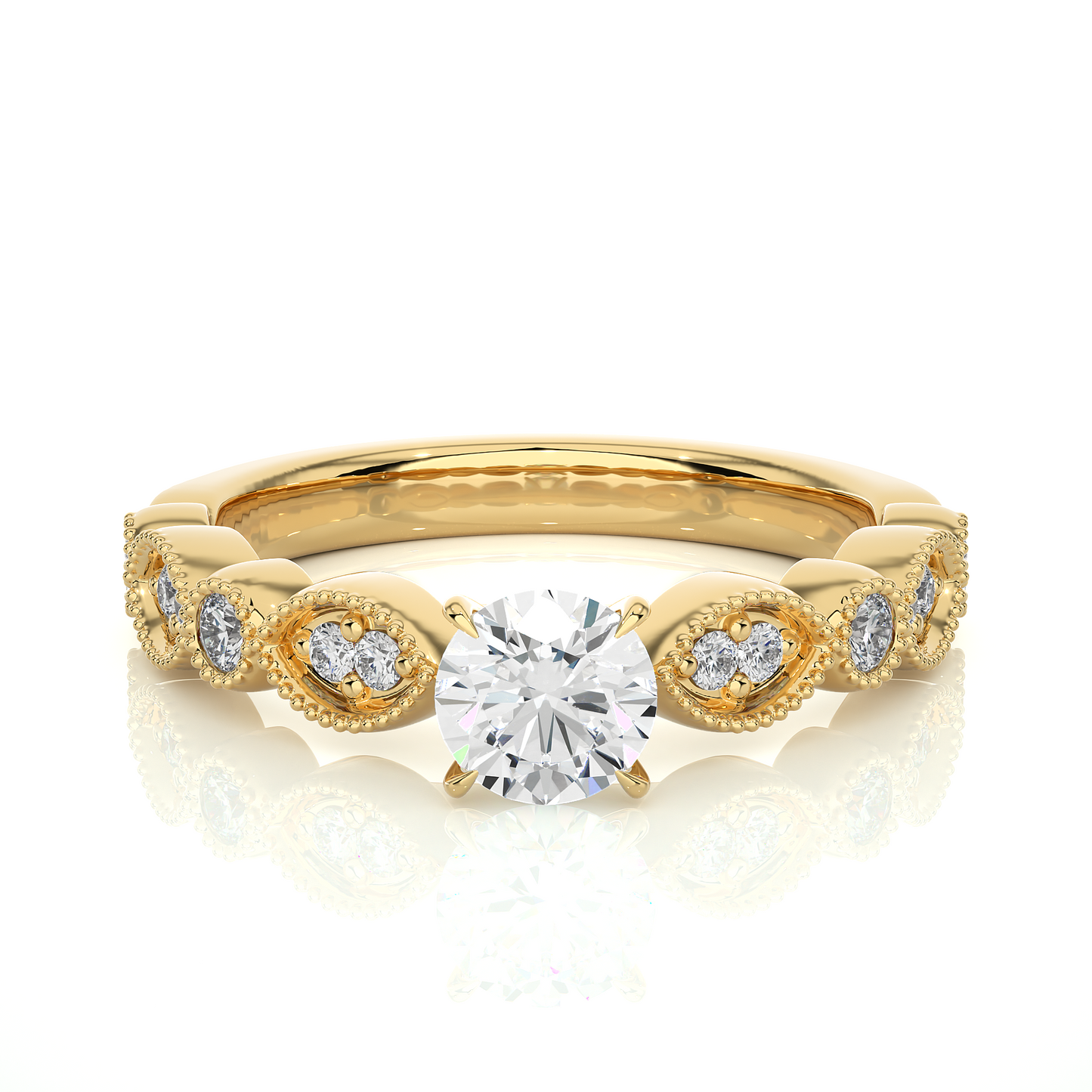 Round Shapes Colorless Lab grown Diamond 14K Solitaire Diamond Ring Perfect Gift For Her - HIGHCARAT DIAMONDS