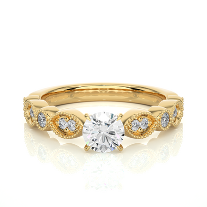 Round Shapes Colorless Lab grown Diamond 14K Solitaire Diamond Ring Perfect Gift For Her - HIGHCARAT DIAMONDS