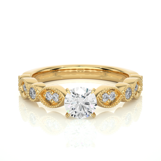 Round Shapes Colorless Lab grown Diamond 14K Solitaire Diamond Ring Perfect Gift For Her - HIGHCARAT DIAMONDS