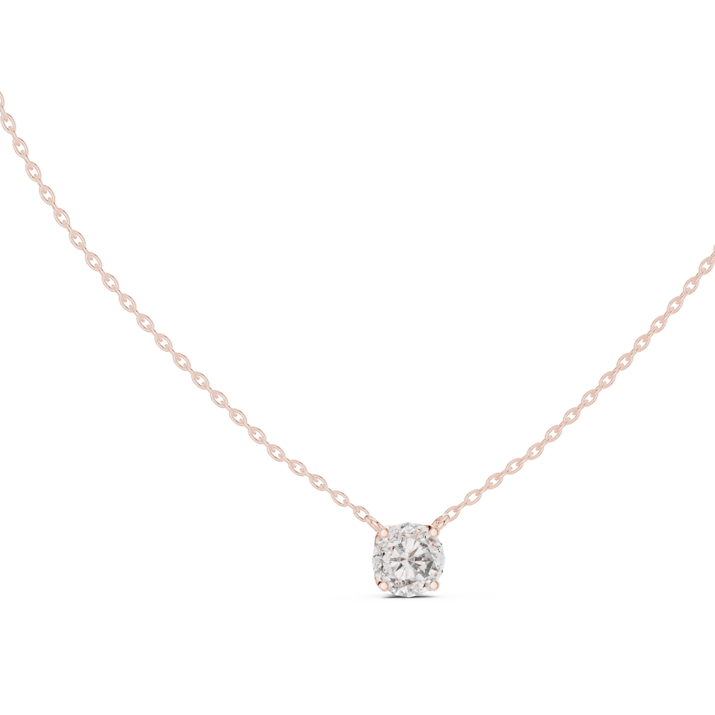 Round Shape Labgrown Pendant Dainty Solitaire Necklace For Women In 14K Gold - HIGHCARAT DIAMONDS