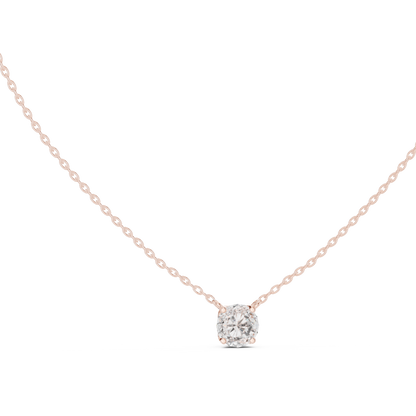 Round Shape Labgrown Pendant Dainty Solitaire Necklace For Women In 14K Gold - HIGHCARAT DIAMONDS