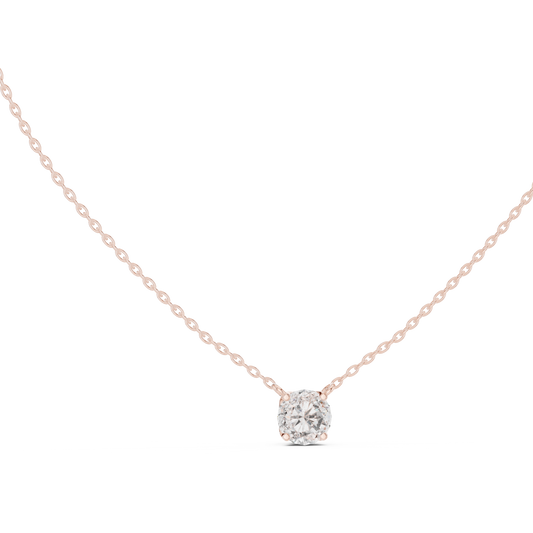 Round Shape Labgrown Pendant Dainty Solitaire Necklace For Women In 14K Gold - HIGHCARAT DIAMONDS