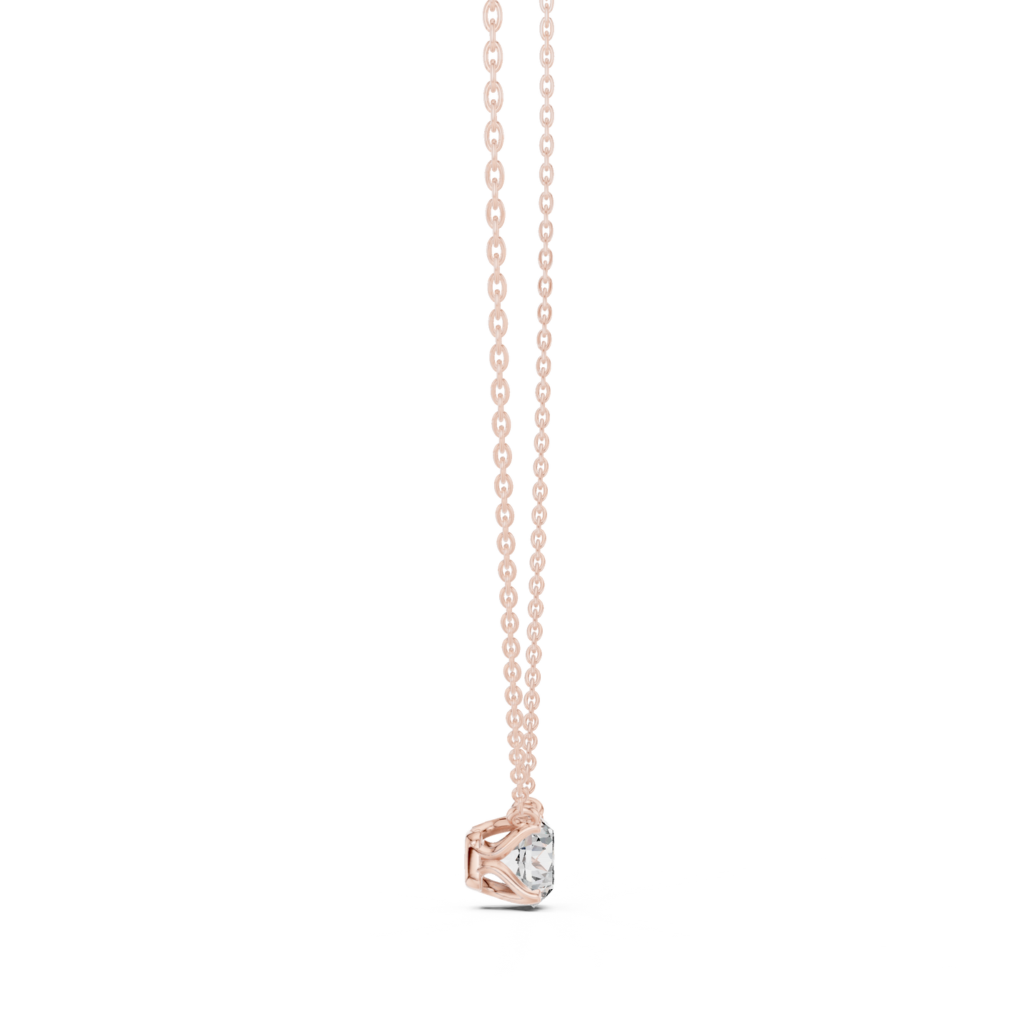 Round Shape Labgrown Pendant Dainty Solitaire Necklace For Women In 14K Gold - HIGHCARAT DIAMONDS