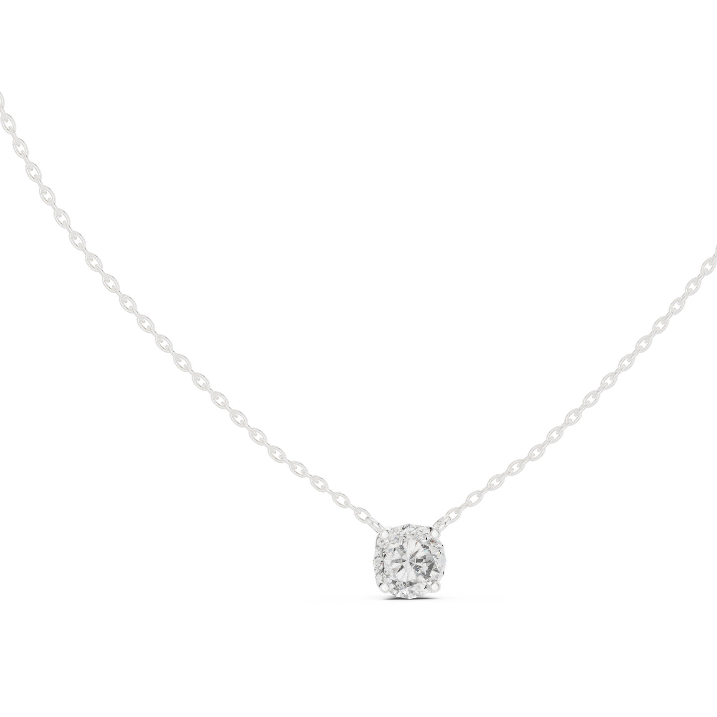 Round Shape Labgrown Pendant Dainty Solitaire Necklace For Women In 14K Gold - HIGHCARAT DIAMONDS