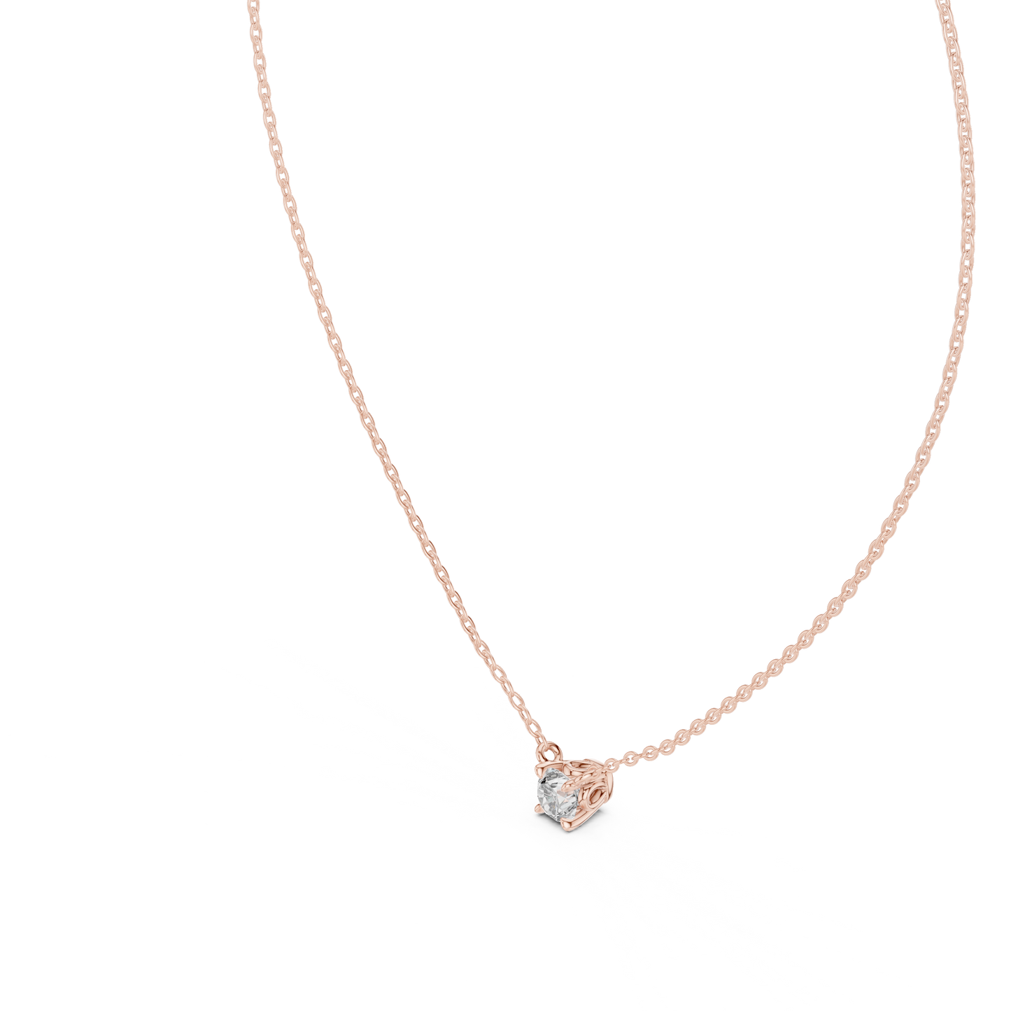 0.50 CT Minimalist Colorless Round Labgrown Diamond pendant For Her In 14k Solid Gold - HIGHCARAT DIAMONDS