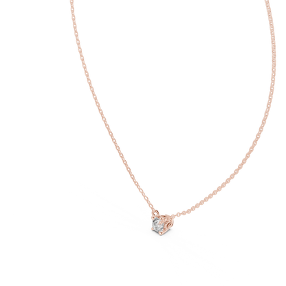 0.50 CT Minimalist Colorless Round Labgrown Diamond pendant For Her In 14k Solid Gold - HIGHCARAT DIAMONDS